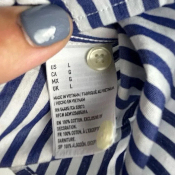 American Eagle Men's L Blue Striped Long Sleeve Button-Up Shirt Casual - Picture 7 of 8